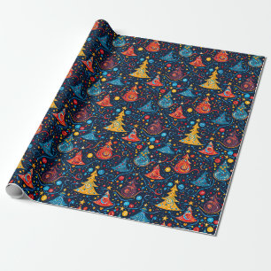 Whimsical Abstrakte Weihnachtsbäume in heller Farb Geschenkpapier