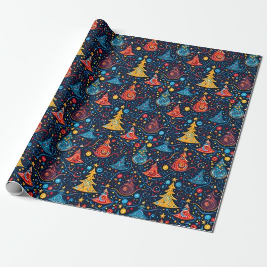 Whimsical Abstrakte Weihnachtsbäume in heller Farb Geschenkpapier (Ungerollt)