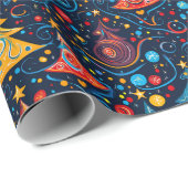 Whimsical Abstrakte Weihnachtsbäume in heller Farb Geschenkpapier (Rolleneckpunkt)