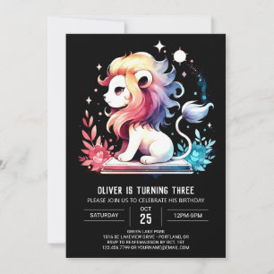 Whimsical Adorable Lion Birthday Einladung