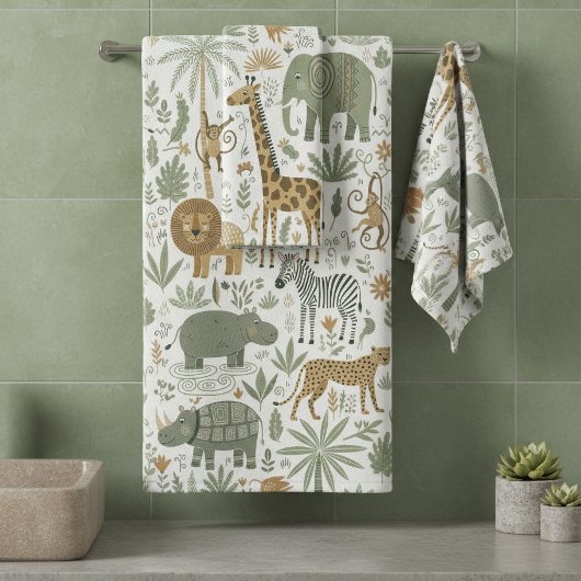 Whimsical African Animals Muster ID1263 Badhandtuch Set