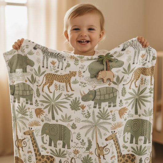 Whimsical African Animals Pattern ID1263 Fleecedecke