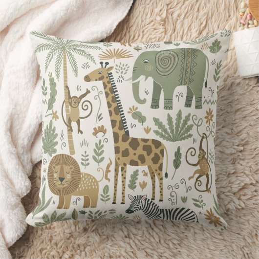 Whimsical African Animals Pattern ID1263 Kissen (Decke)
