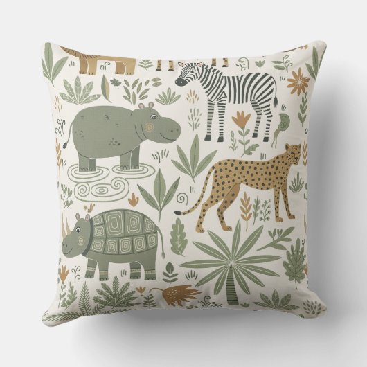 Whimsical African Animals Pattern ID1263 Kissen (Rückseite)
