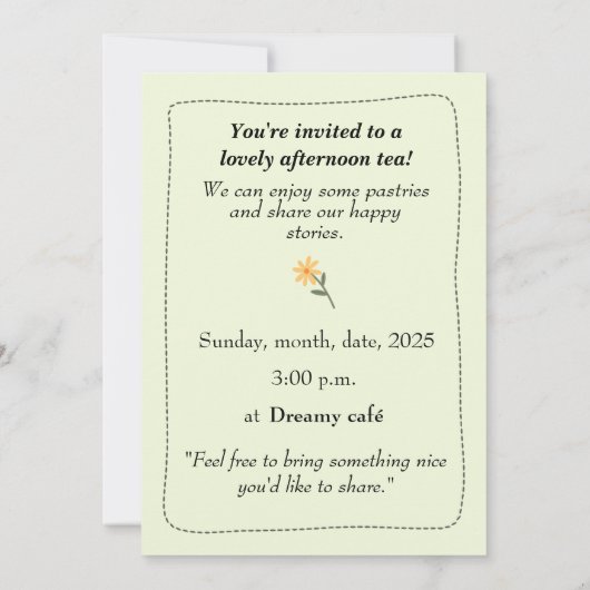 Whimsical Afternoon invitation Einladung (Rückseite)