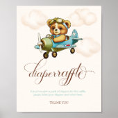 Whimsical Airplane Teddy Bär Windeln Raffel Poster (Vorne)