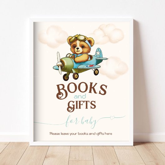 Whimsical Airplane Teddy Bärenbücher und Geschenke Poster