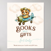 Whimsical Airplane Teddy Bärenbücher und Geschenke Poster (Vorne)