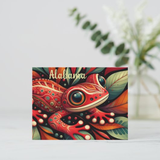 Whimsical Alabama Staat Red HIlls Salamander Postkarte (Stehend Vorderseite)
