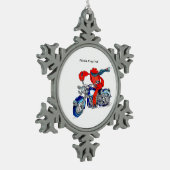 Whimsical Alaska King Krab Motorrad entwickelt Schneeflocken Zinn-Ornament (Links)