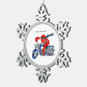 Whimsical Alaska King Krab Motorrad entwickelt Schneeflocken Zinn-Ornament (Rechts)