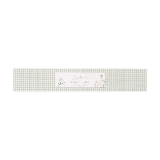 Whimsical Albern Gänse Green Gingham Baby Dusche Einladungsbanderole (Flach)