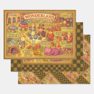 Whimsical Alice Abenteuer in Wonderland Karte Geschenkpapier Set