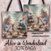 Whimsical Alice and Rabbit Tea Time Tasche