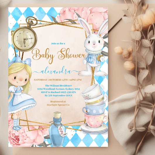 Whimsical Alice im Wunderland Baby Dusche Einladung