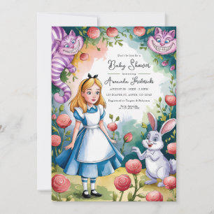 Whimsical Alice im Wunderland Babyshower Einladung