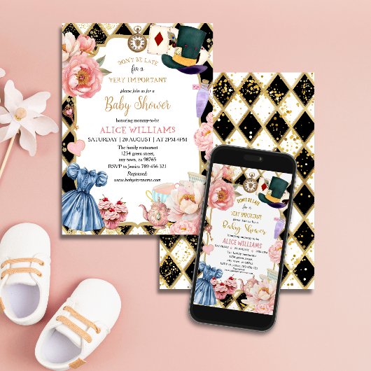 Whimsical Alice im Wunderland Babyshower-Tee Einladung