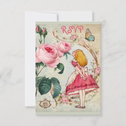 Whimsical Alice im Wunderland Collage UAWG RSVP Karte (Vorderseite)