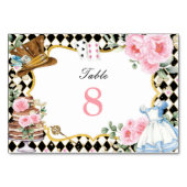 Whimsical Alice im Wunderland Mad Tee Party Tischnummer (Vorderseite)