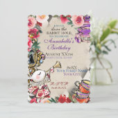 Whimsical Alice im Wunderland Tee Party Thema Einladung (Stehend Vorderseite)
