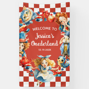 Whimsical Alice in ONEDERLAND 1. Geburtstag WELCOM Banner