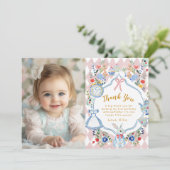 Whimsical Alice in Onederland Foto Danke, dass Sie Einladung (Stehend Vorderseite)