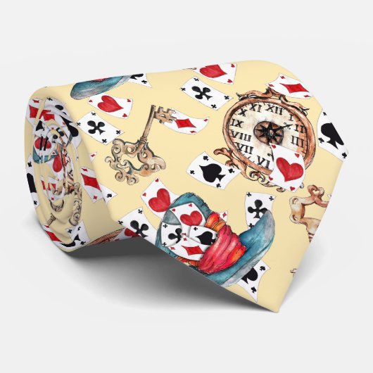 Whimsical Alice & Mad Hatter Männer-Krawatte Krawatte (Gerollt)
