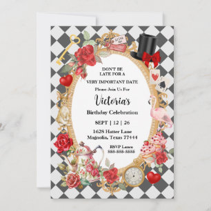 Whimsical Alice Mad Hatter Wonderland Geburtstag Einladung