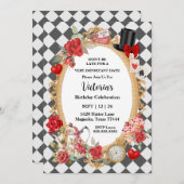 Whimsical Alice Mad Hatter Wonderland Geburtstag Einladung (Vorne/Hinten)