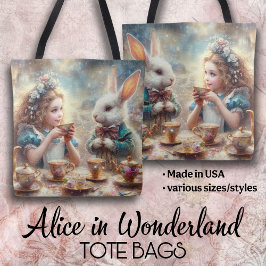 Whimsical Alice und Rabbit Tea Time Tasche