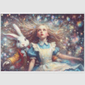 Whimsical Alice White Rabbit Wonderland Decoupage Seidenpapier (Vorderseite)