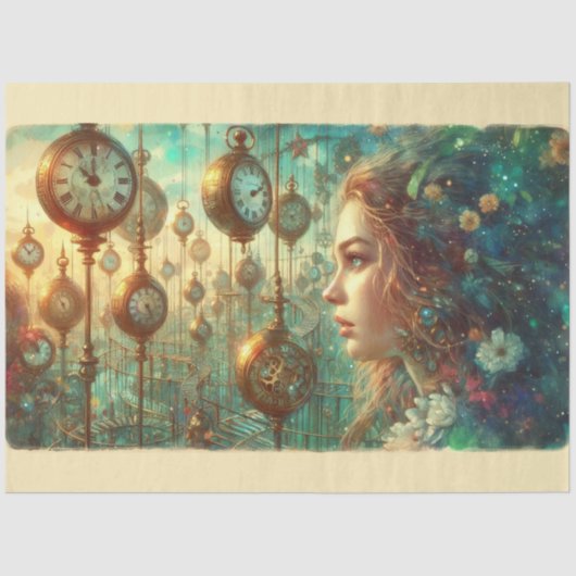 Whimsical Alice Wonderland Steampunk  Seidenpapier (Vorderseite)