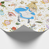 Whimsical Alice's Adventures in Wonderland Glitz Geschenkpapier (Ecke)