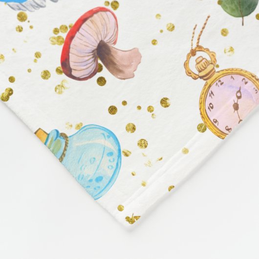 Whimsical Alice's Adventures in Wonderland Glitzer Fleecedecke (Ecke)