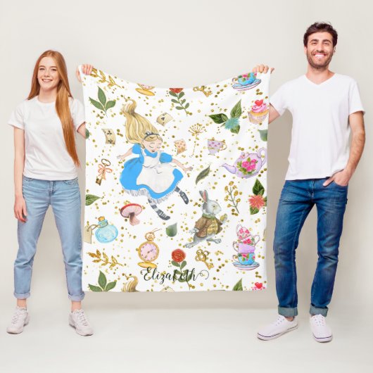 Whimsical Alice's Adventures in Wonderland Glitzer Fleecedecke (Beispiel)