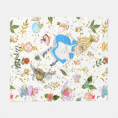 Whimsical Alice's Adventures in Wonderland Glitzer Fleecedecke (Vorderseite (Horizontal))