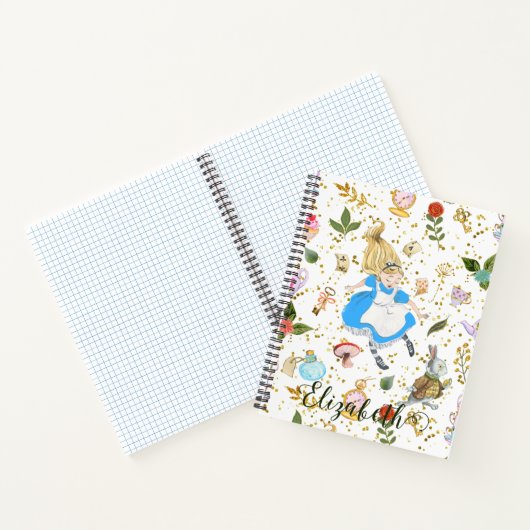 Whimsical Alice's Adventures in Wonderland Glitzer Notizblock (Innenseite)