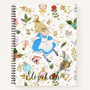 Whimsical Alice's Adventures in Wonderland Glitzer Notizblock