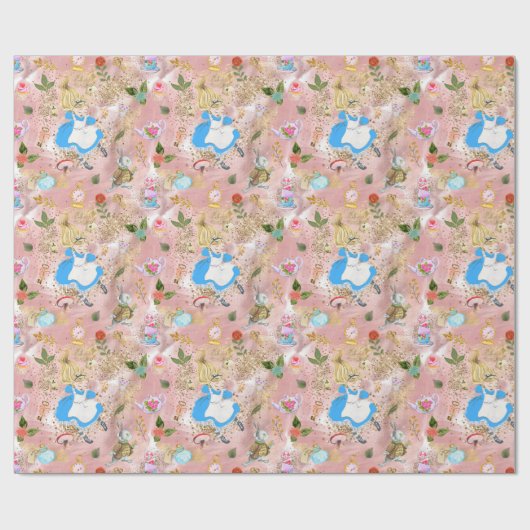 Whimsical Alice's Adventures in Wonderland Party Geschenkpapier (Flach)