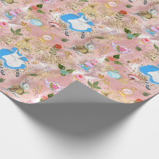 Whimsical Alice's Adventures in Wonderland Party Geschenkpapier (Ecke)