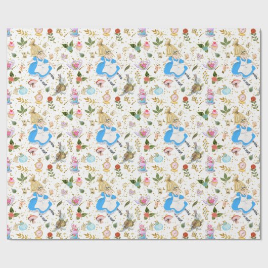 Whimsical Alice's Adventures in Wonderland Party Geschenkpapier (Flach)