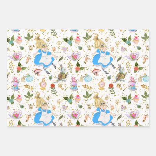 Whimsical Alice's Adventures in Wonderland Party Geschenkpapier Set (Vorderseite 3)