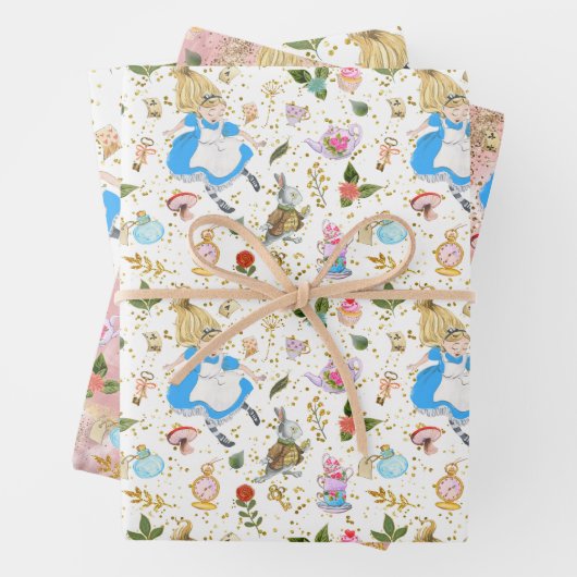 Whimsical Alice's Adventures in Wonderland Party Geschenkpapier Set (Beispiel)