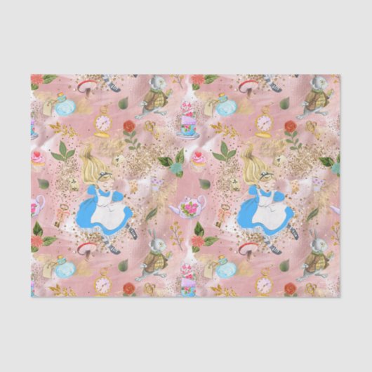 Whimsical Alice's Adventures in Wunderland Spaß Seidenpapier (Vorderseite)