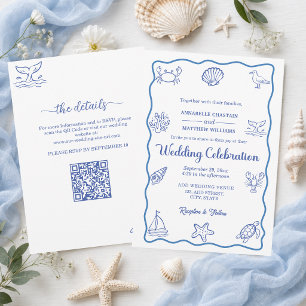 Whimsical All-in-One-QR-Code Meerjungfrau-Hochzeit Einladung