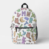 Whimsical Alphabet Letters for Kids Bedruckter Rucksack (Vorderseite)
