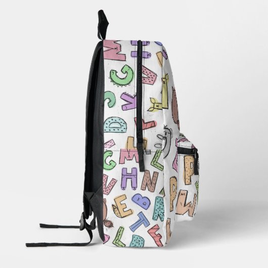 Whimsical Alphabet Letters for Kids Bedruckter Rucksack (Links)