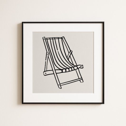 Whimsical Amalfi Coast Beach Chair Art Poster