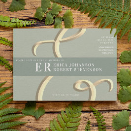 Whimsical Ampersand Sage Green Wedding Einladung