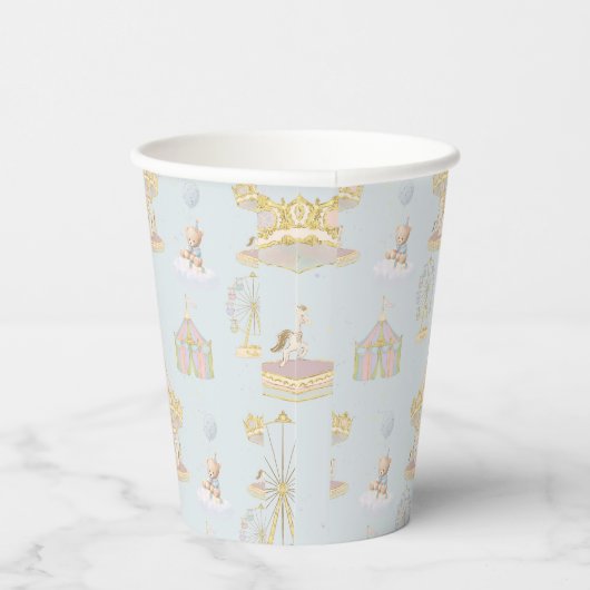 Whimsical Amusement Park Carousel Baby Shower Pappbecher (Rechts)